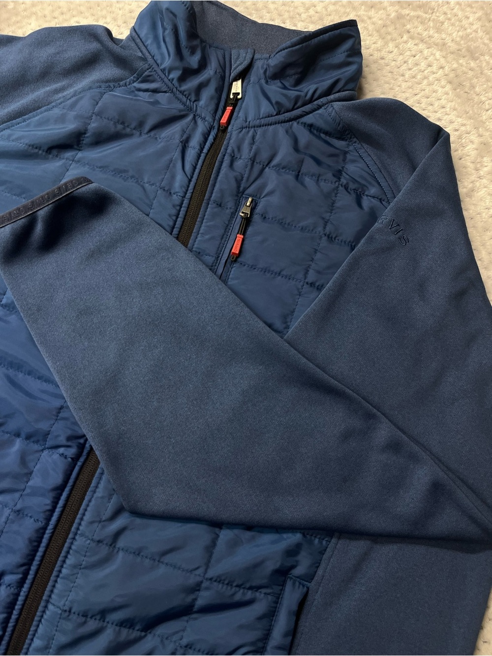 Orvis Navy Blue Quilted Hybrid Puffer Jacket